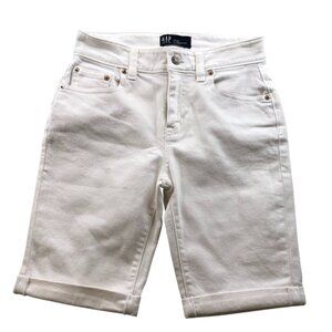 Gap Womens 9" Bermuda Shorts Size 00/24 Optic White Denim Casual Cuffed Classic